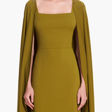 Embellished Cape Gown