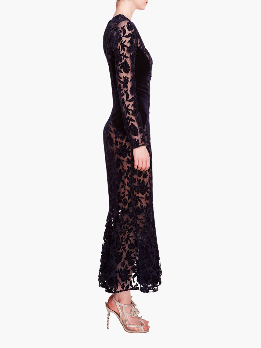 Velvet Long Sleeve Midi Dress