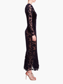 Velvet Long Sleeve Midi Dress