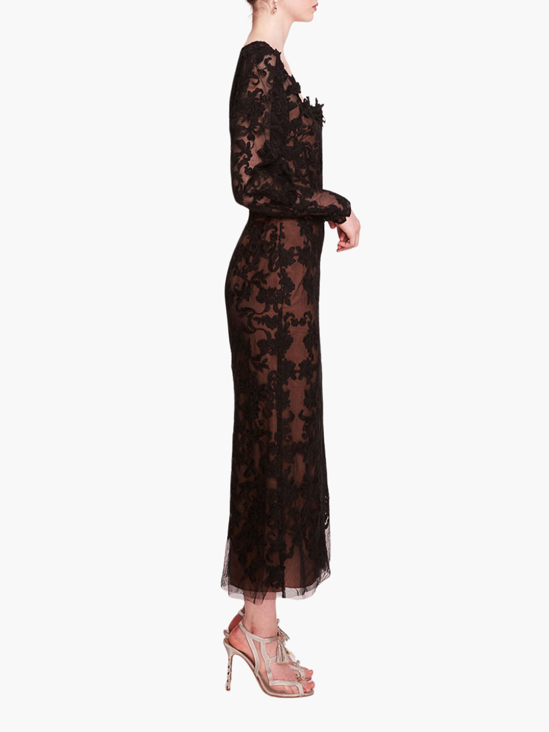 Long Sleeve Corded Midi Dress