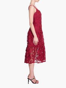 Sleeveless 3D Guipure Lace Midi Dress