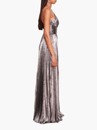 Metallic Lame Pleated Gown