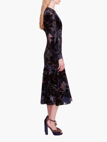 Velvet Burnout Floral Midi Dress