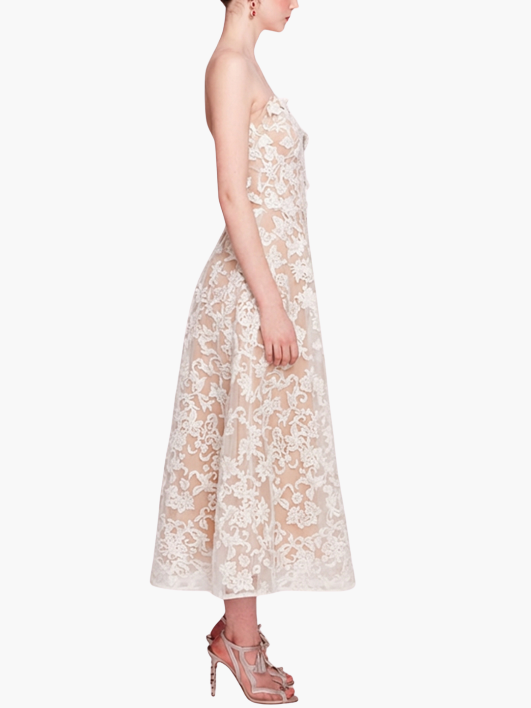 Strapless Corded Midi Dress