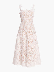 Lace Guipure Sleeveless A-line Midi Cocktail Dress