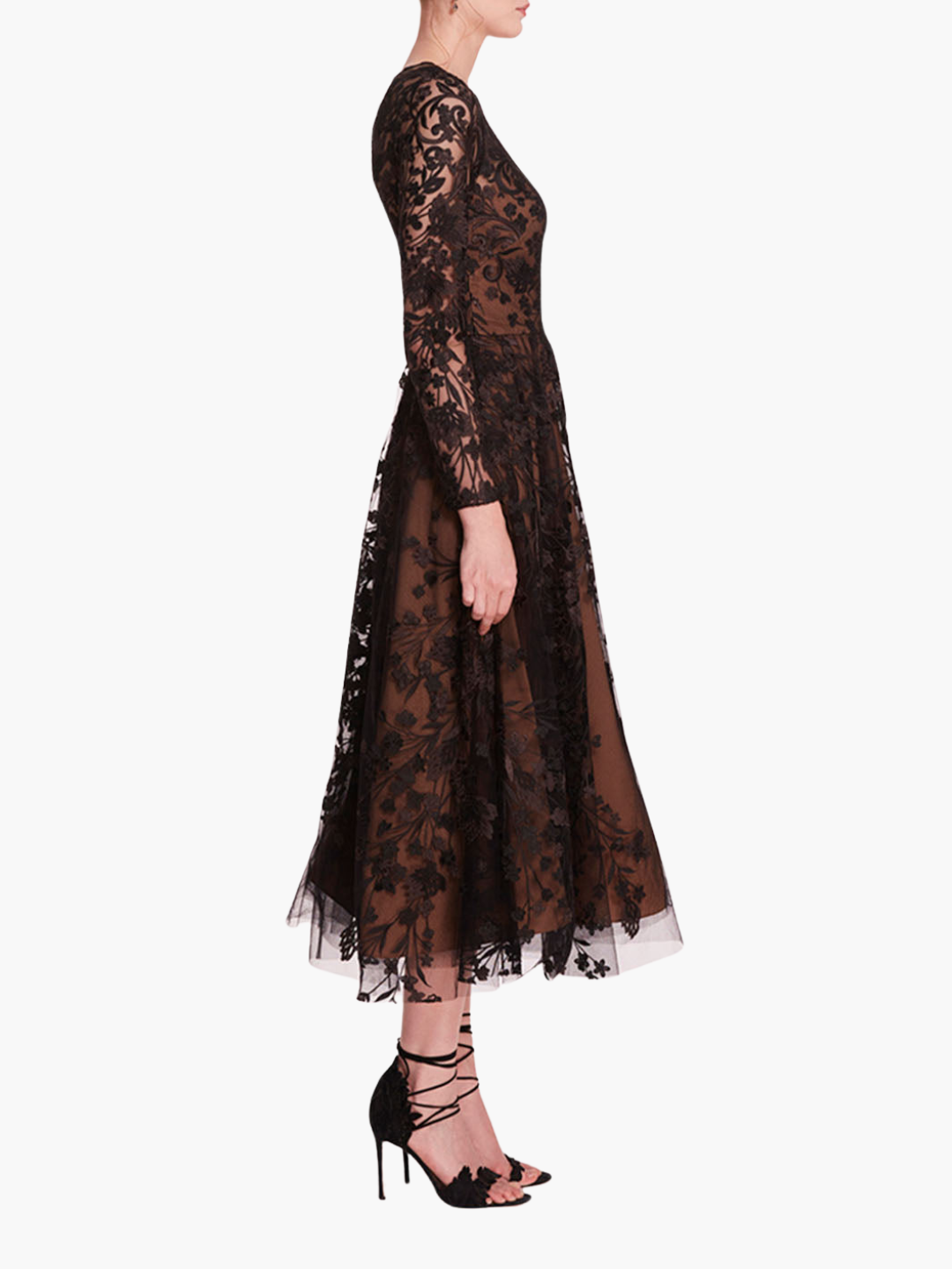 Long Sleeve Tulle Midi Dress