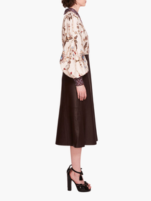 Faux Leather Poplin Midi Dress