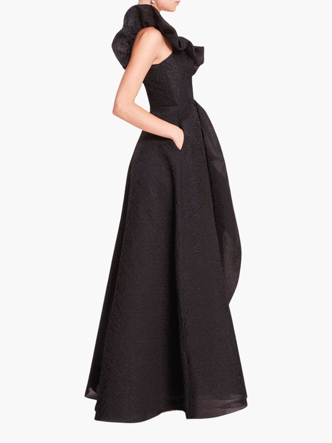 Cloque Draped Gown