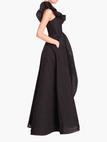 Cloque Draped Gown