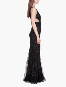 Sleeveless V-neck Glitter Gown
