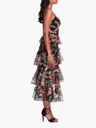 Tiered Embroidered Tea Length Gown