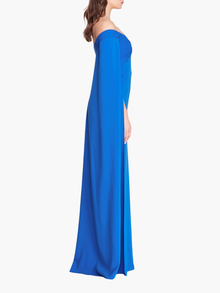 Off Shoulder Caped Column Gown