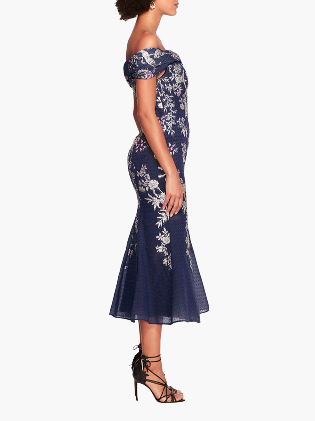 One Shoulder Gilded Midi Dress