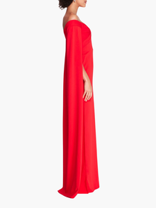 Off Shoulder Caped Column Gown