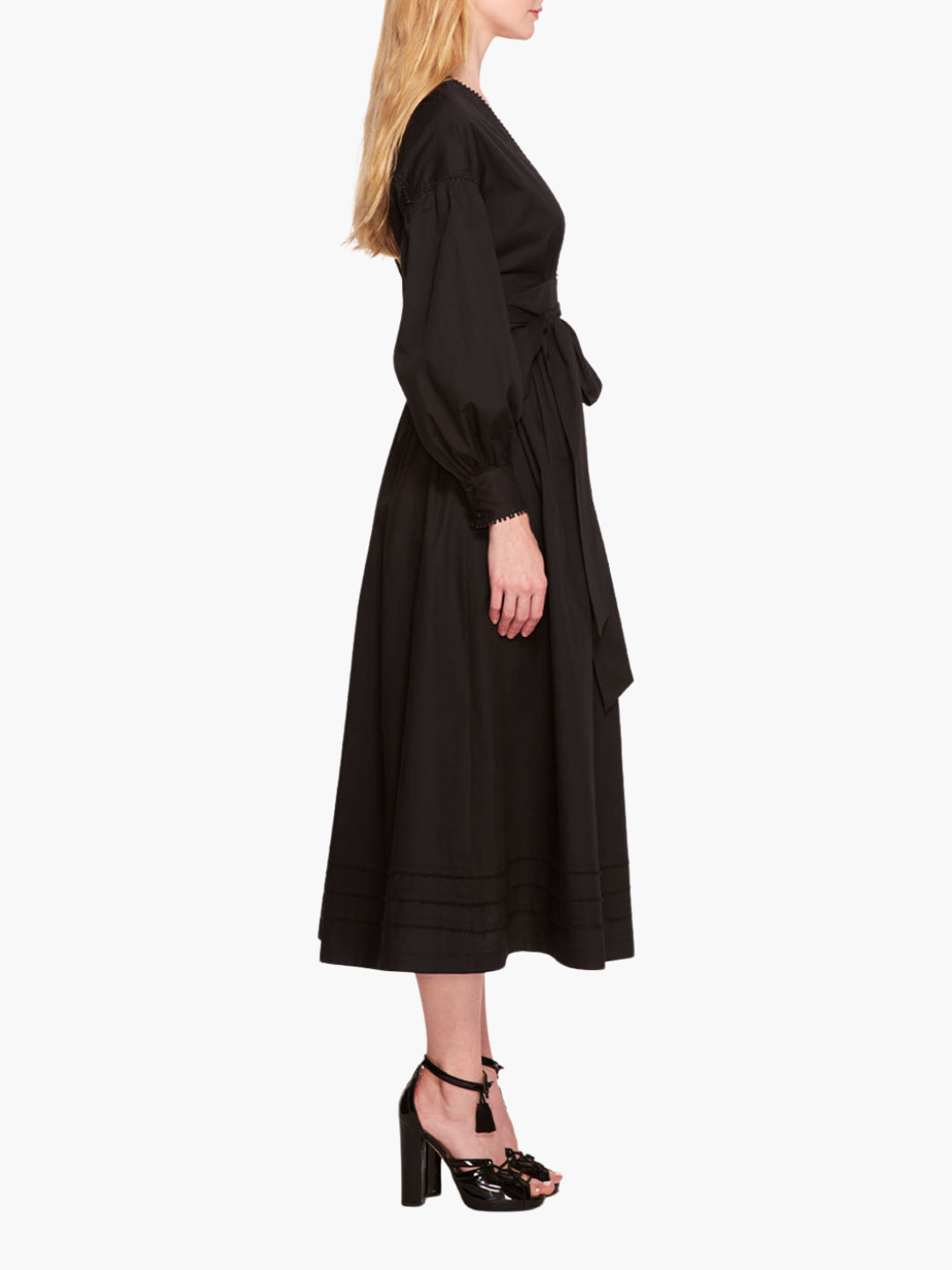 Poplin Midi V-Neck Dress
