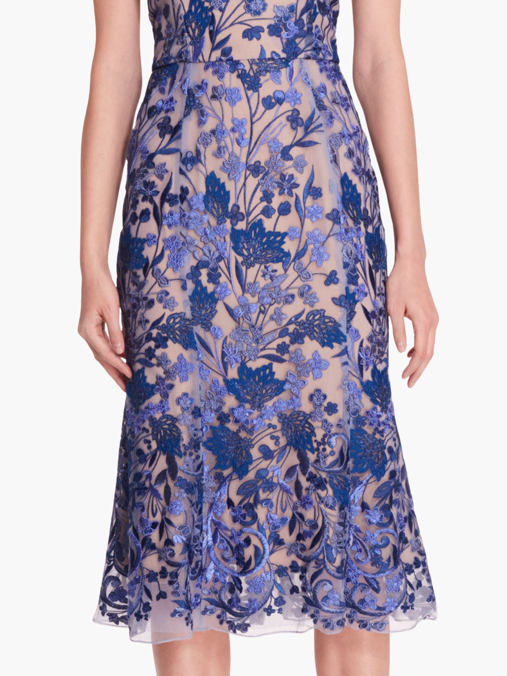 Embroidered Tulle Midi Dress