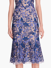 Embroidered Tulle Midi Dress