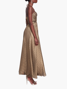 Halter Georgette Tea-Length Gown