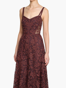 Victorian Corded Lace Ribbon Strap Handkerchief Hem Midi Dress