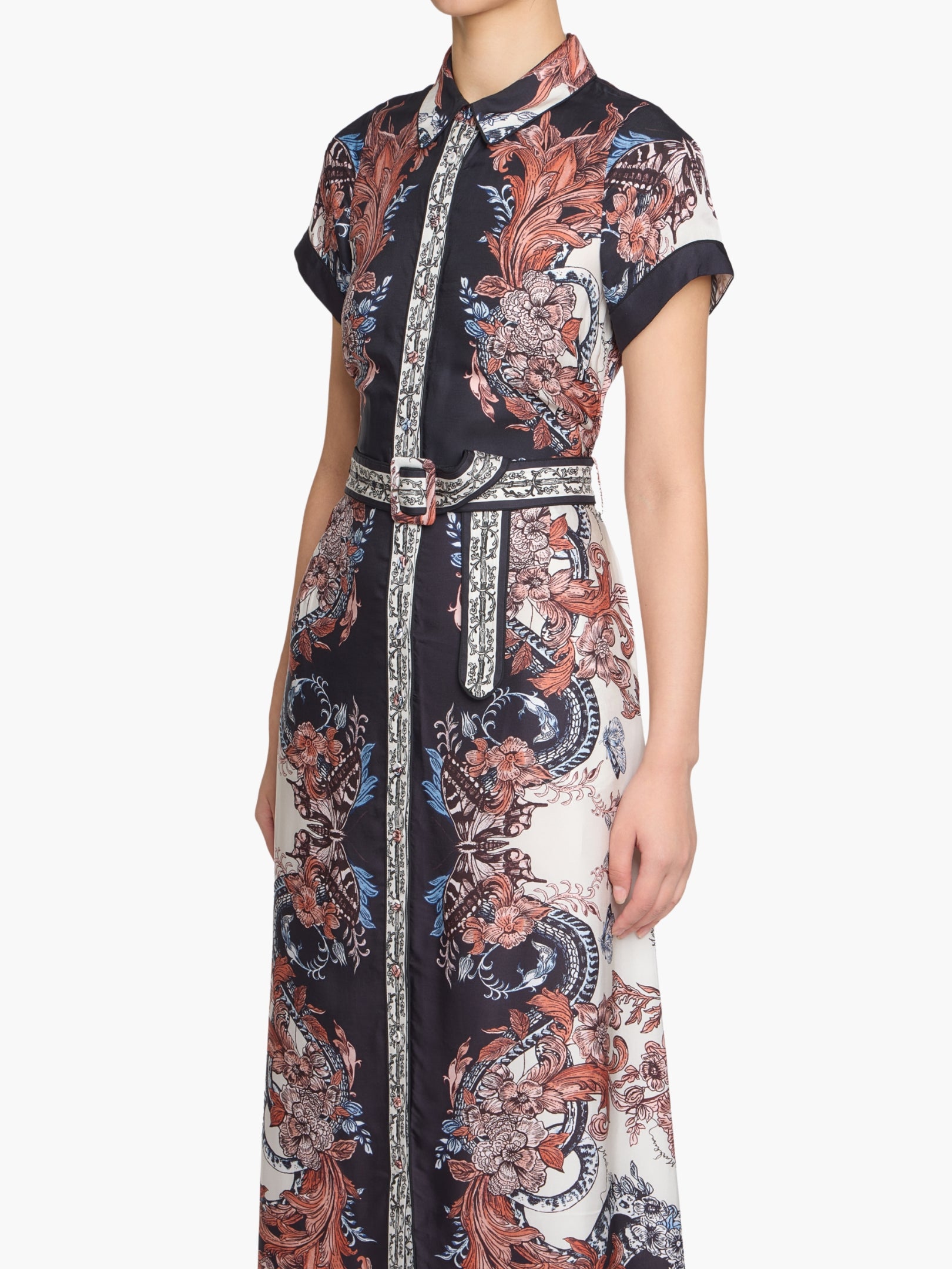 Garden of Eve Belted Twill Shirt Maxi Dress