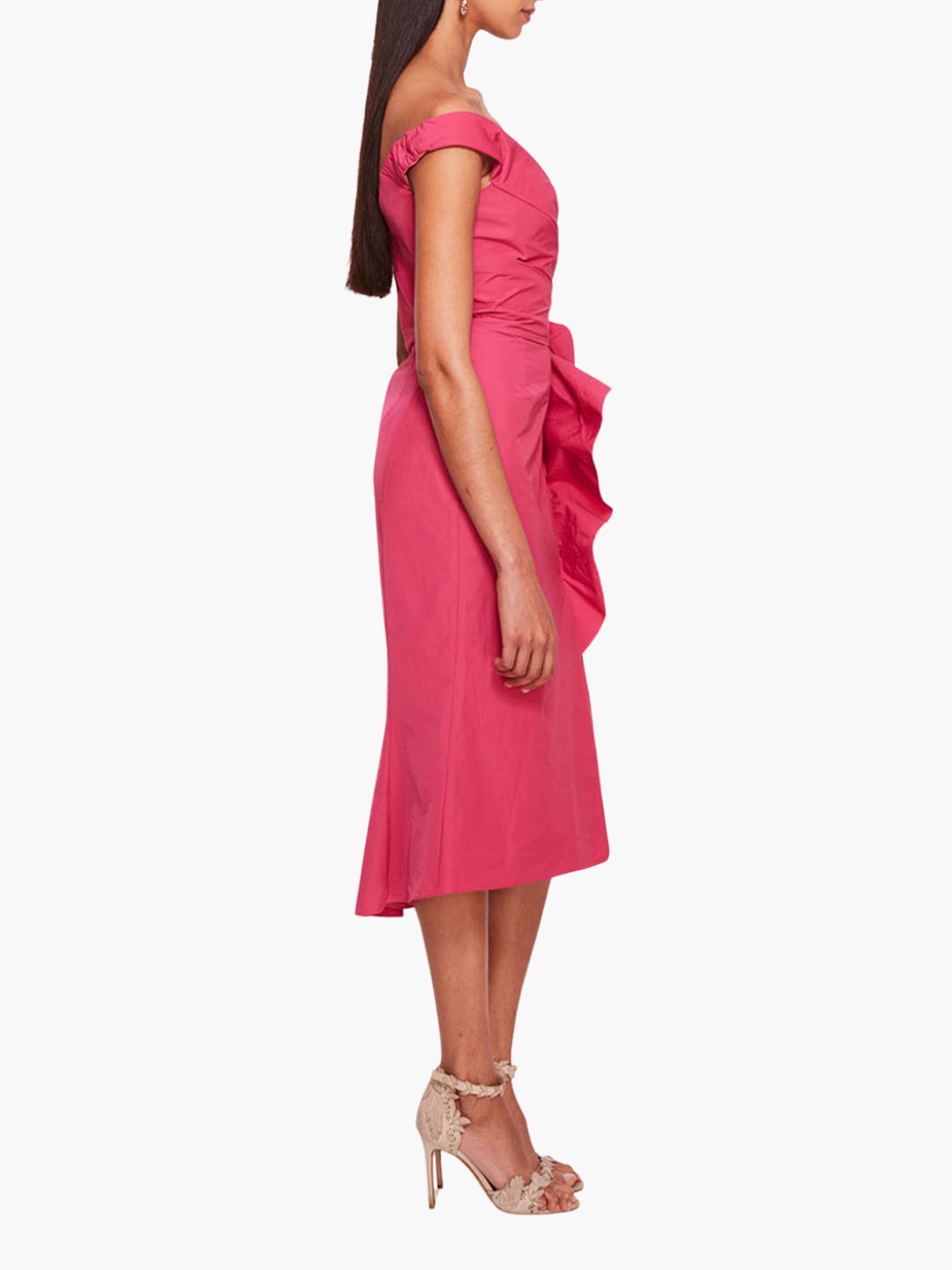 Taffeta Trumpet Midi Dress