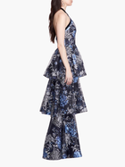 Halter Neck Three-Tiered Flower Tulle Gown