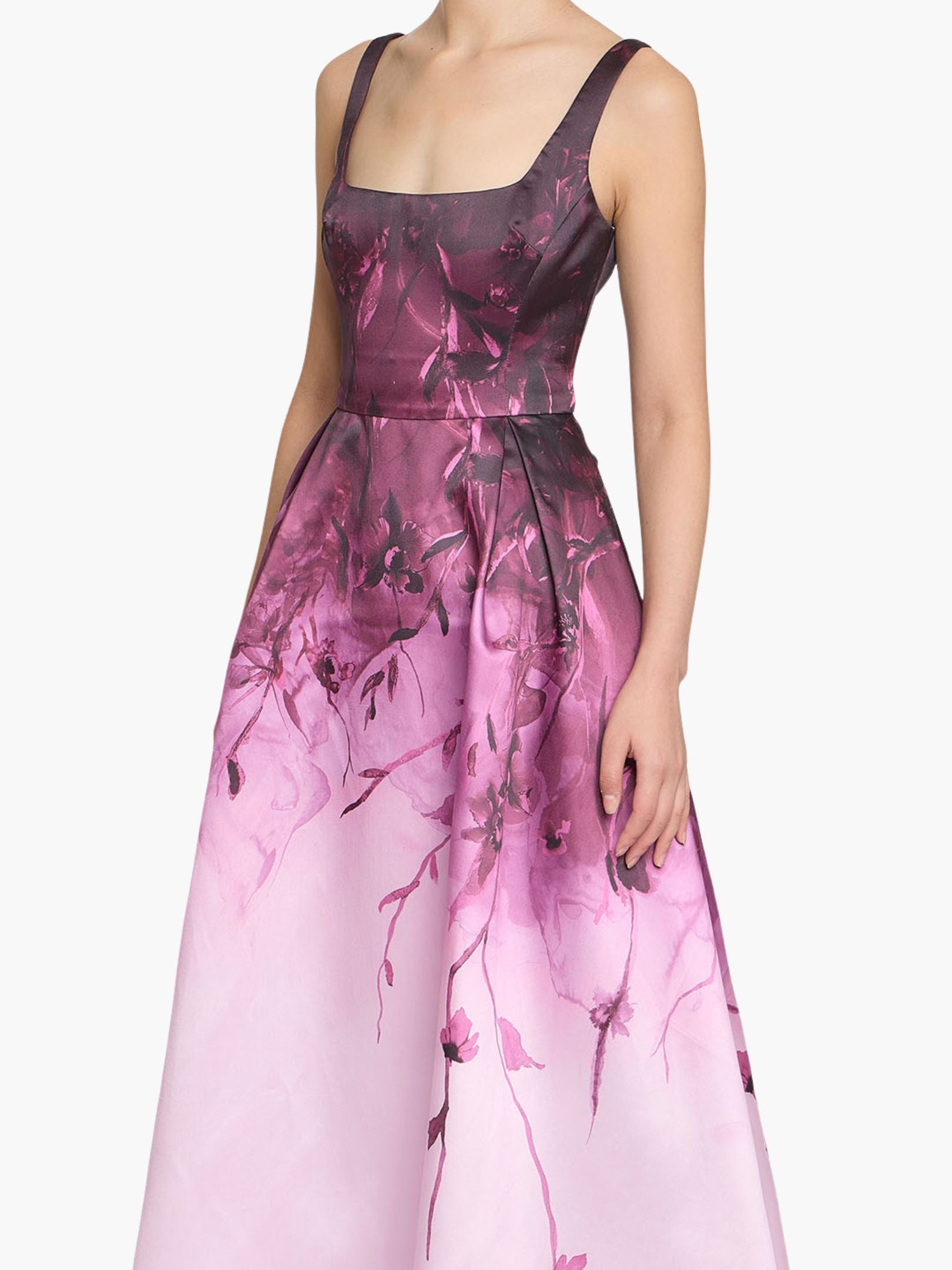 Floral Printed Mikado Midi Dress | Marchesa Floral Printed Mikado Midi Dress | Marchesa