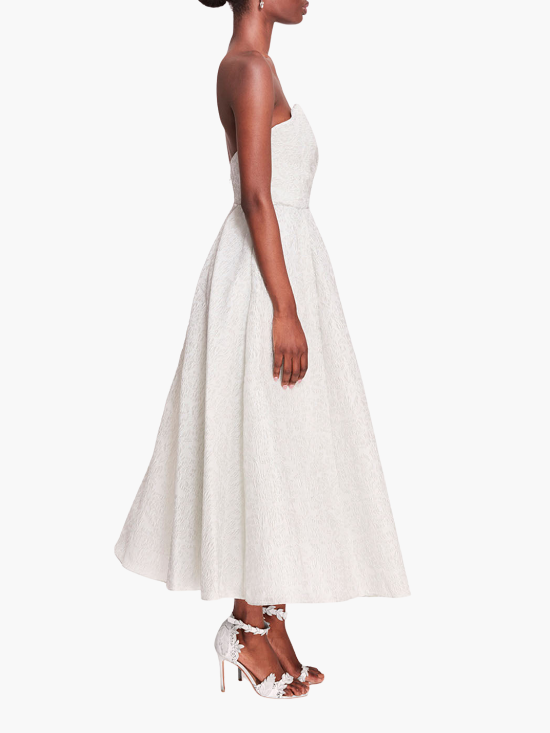 Marchesa Notte Strapless Tea-Length Cloque Dress, Green / 4 Marchesa Notte Strapless Tea-Length Cloque Dress, Green / 4