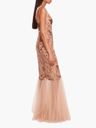Sequin Lattice Strapless Gown