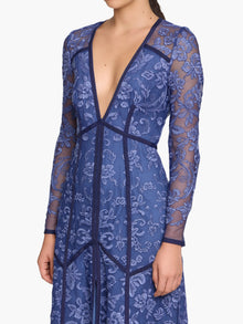 Victorian Corded Lace Deep V Button Maxi Dress