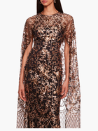 Sequin Lattice Cape Gown