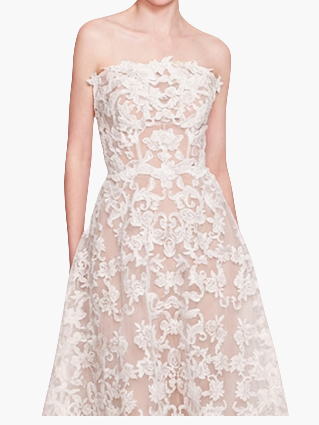 Strapless Corded Midi Dress