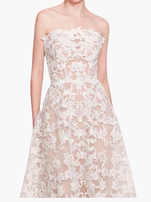 Strapless Corded Midi Dress