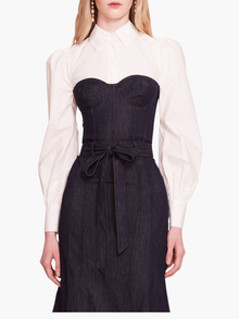 Denim Poplin Shirt Midi Dress