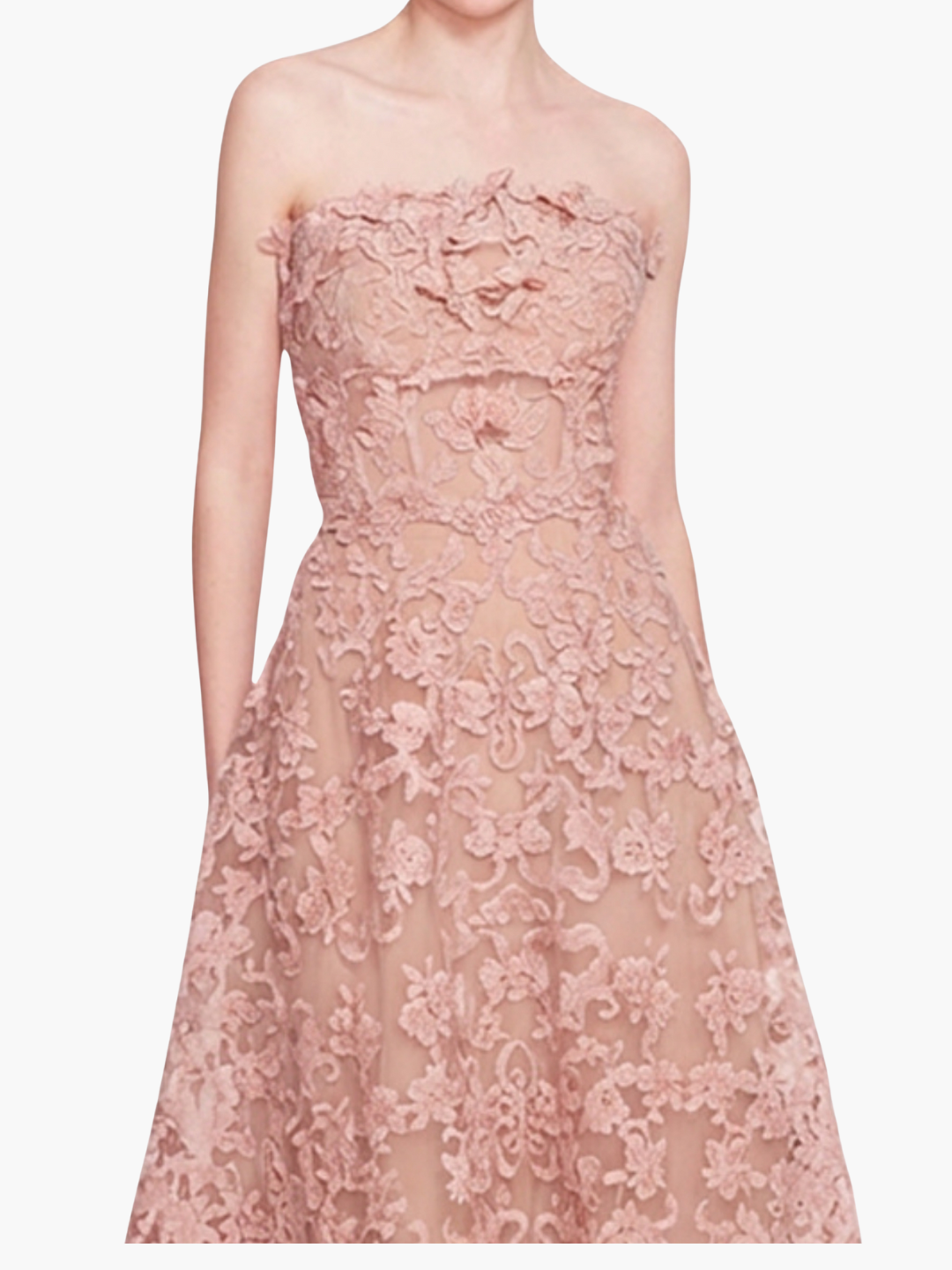 Strapless Corded Midi Dress | Marchesa Strapless Corded Midi Dress | Marchesa