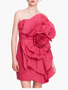 Rosette Taffeta Mini Dress