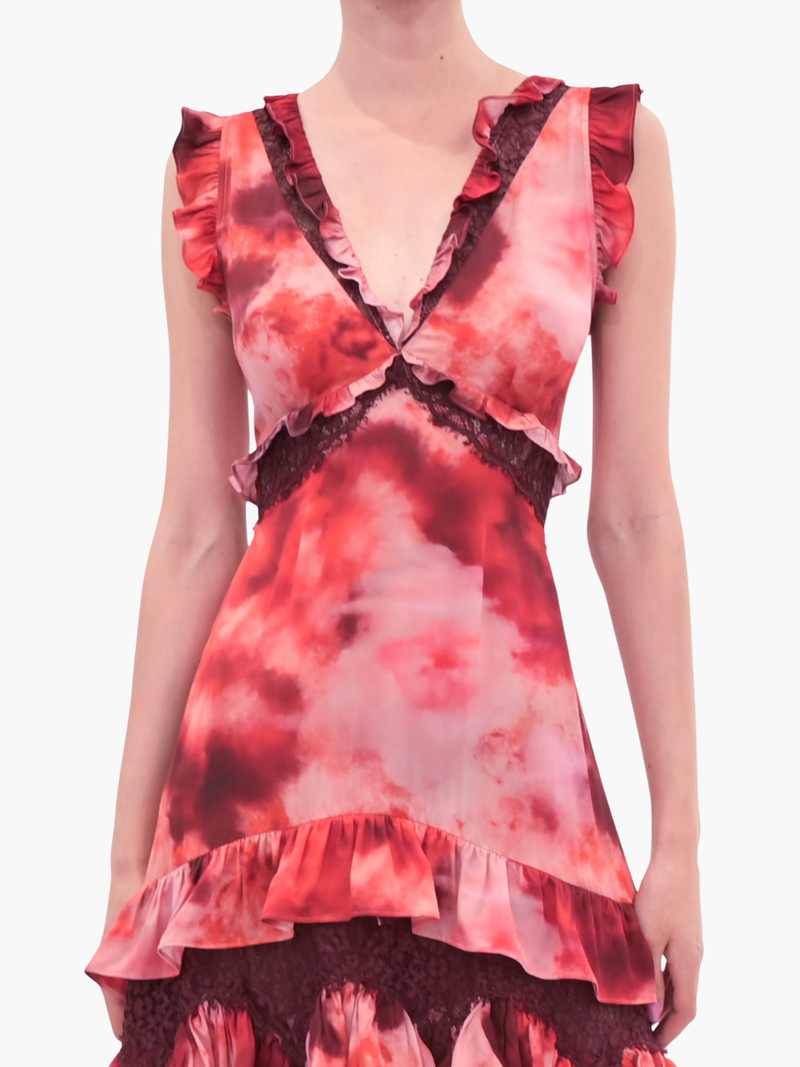 Watercolor Blooms Lace Viscose Maxi Dress