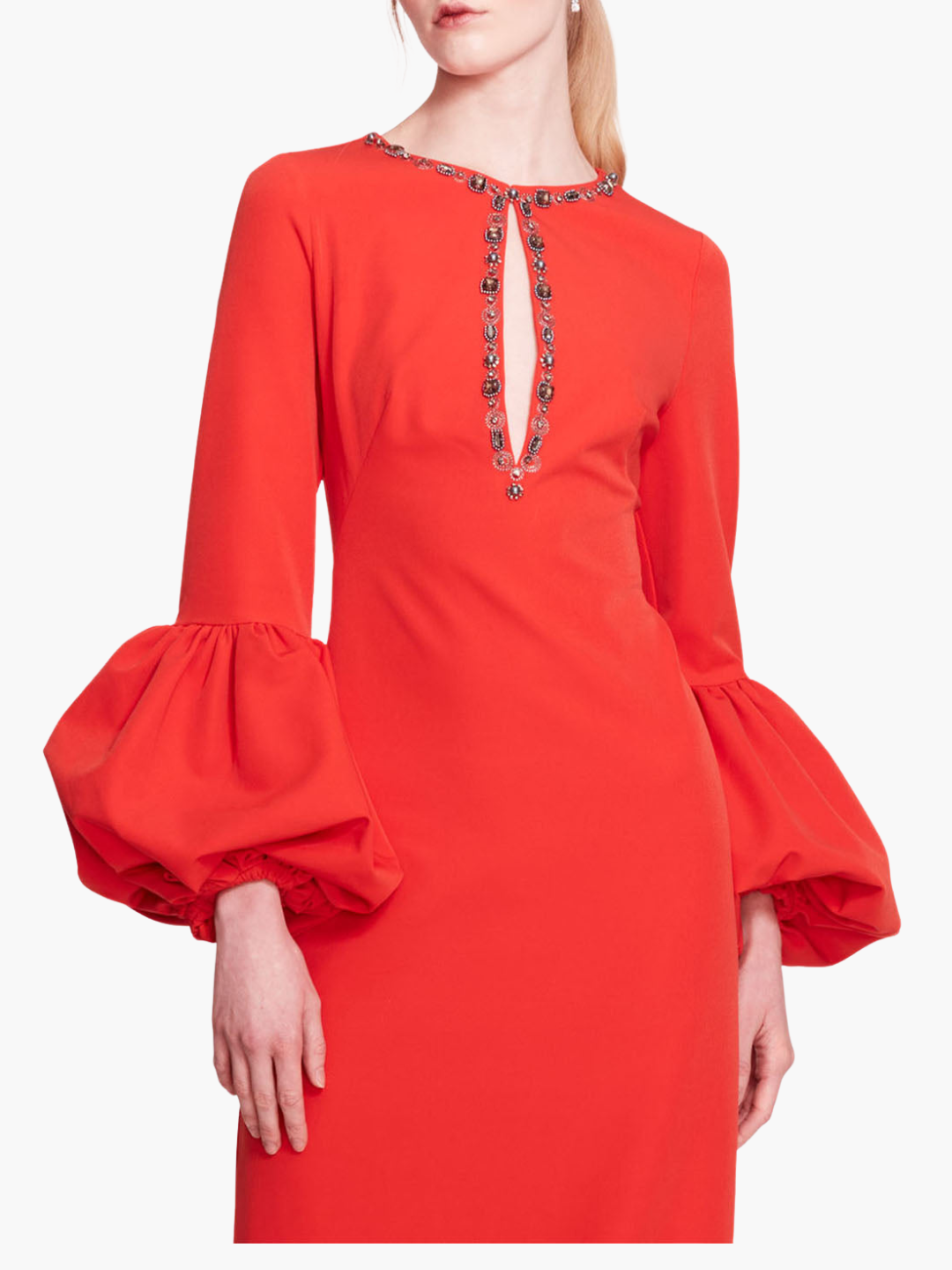 Puffed Sleeve Column Gown