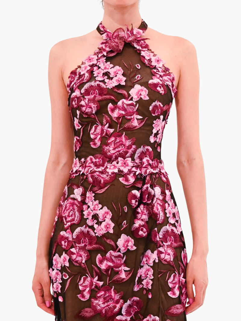 Bronix Botanicals Halter Column Gown