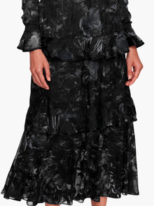 Diantha Dress Ruffle Burnout Satin Midi Dress