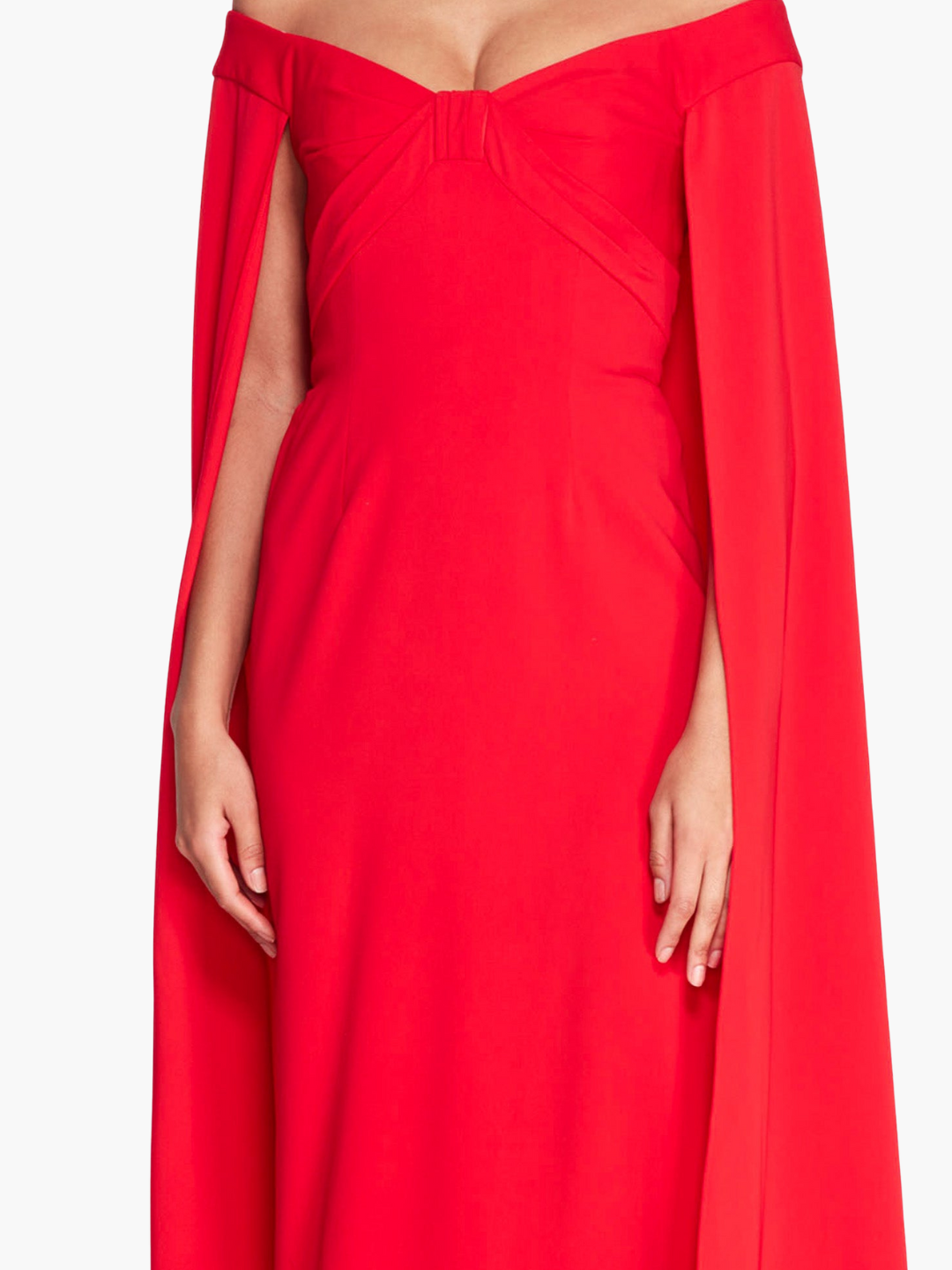 Off Shoulder Caped Column Gown