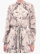 Printed Chiffon Ruffle Silk  Maxi Dress