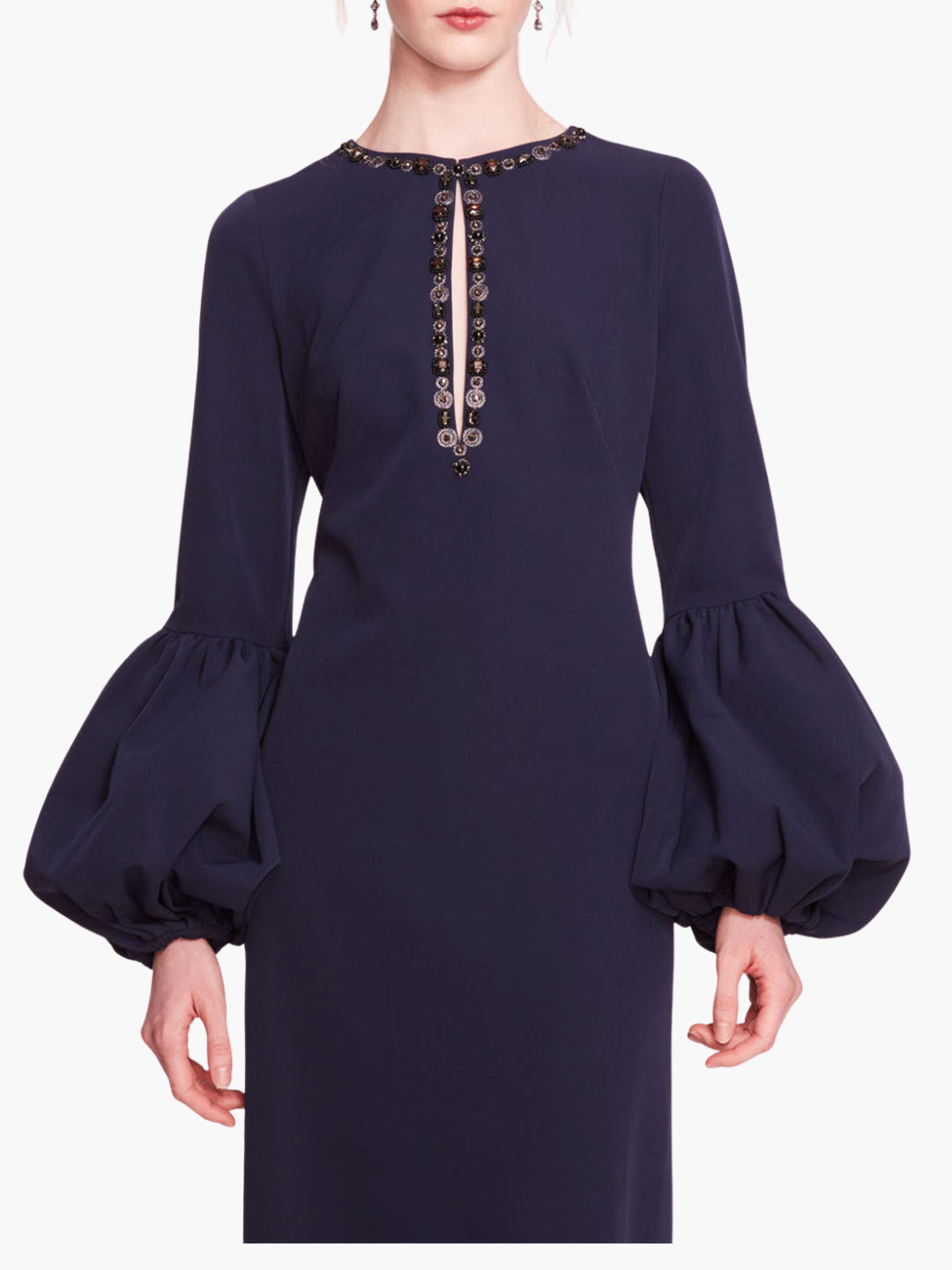 Puffed Sleeve Column Gown