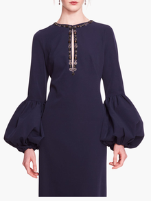 Puffed Sleeve Column Gown