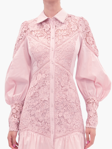 pink guipure lace dress Vrane Pink guipure-lace midi dress, M / Pink