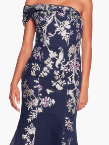 One Shoulder Gilded Midi Dress