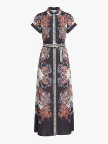 Garden of Eve Belted Twill Shirt Maxi Dress