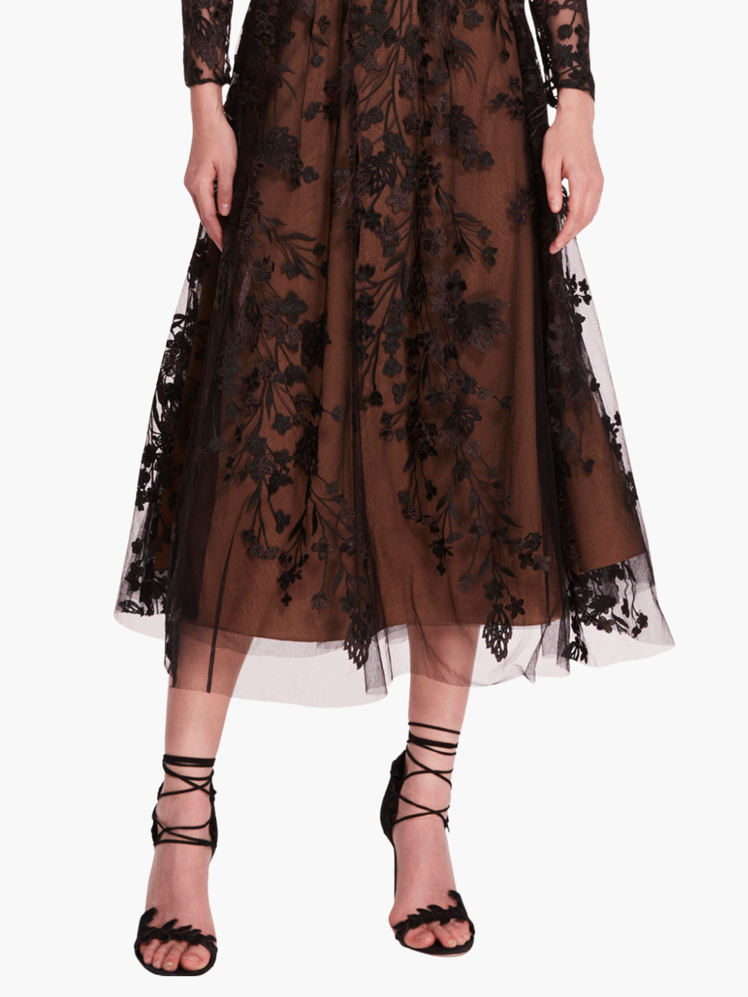 Long Sleeve Tulle Midi Dress