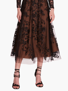 Long Sleeve Tulle Midi Dress