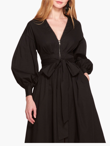 Poplin Midi V-Neck Dress